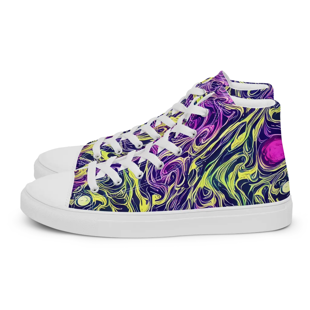Vivid Drift on Men's High Top Canvas Shoes — Left