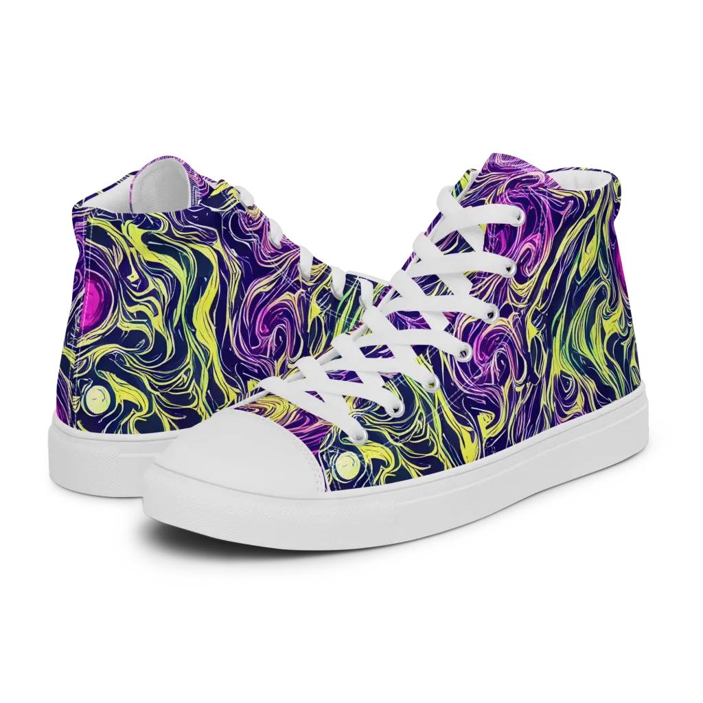 Vivid Drift on Men's High Top Canvas Shoes — Left