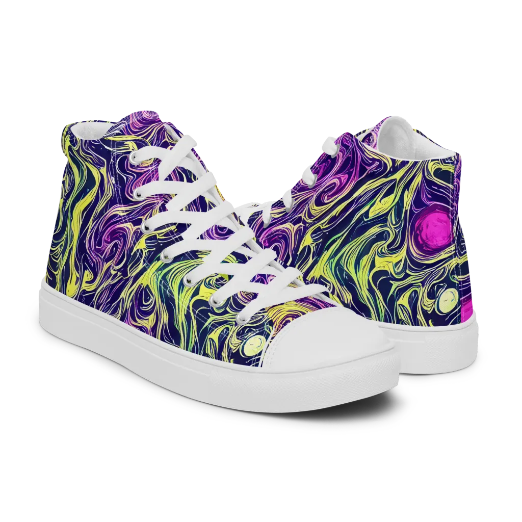 Vivid Drift on Men's High Top Canvas Shoes — Right