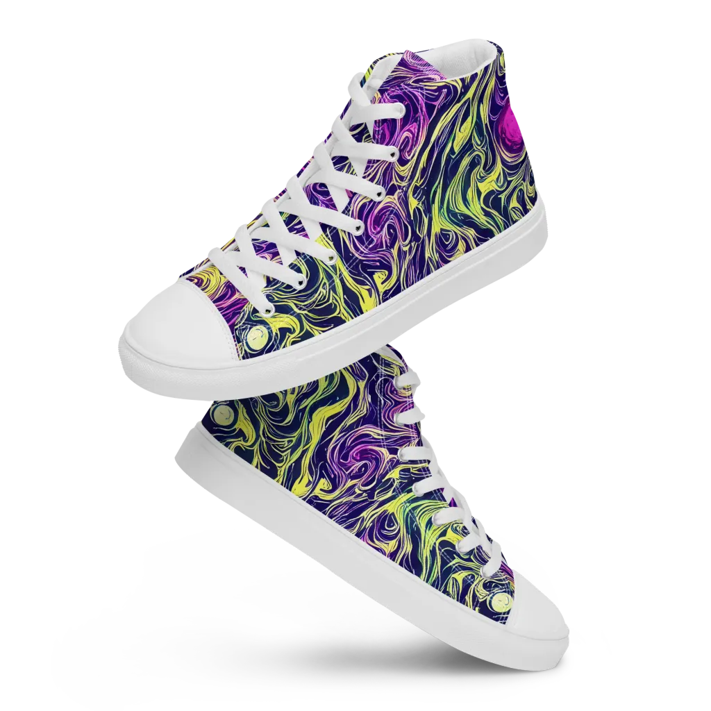 Vivid Drift on Men's High Top Canvas Shoes — Front