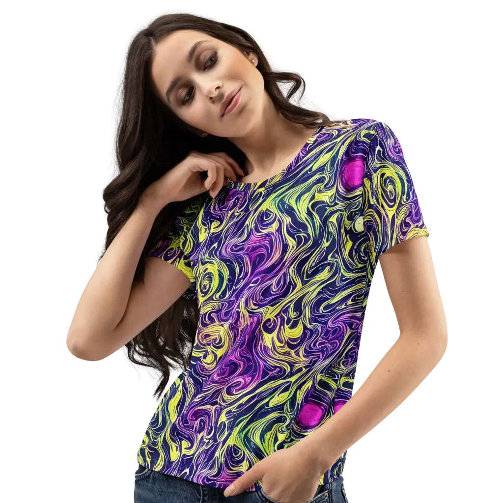 Vivid Drift on Women's Crew Neck T-Shirt — Left Front