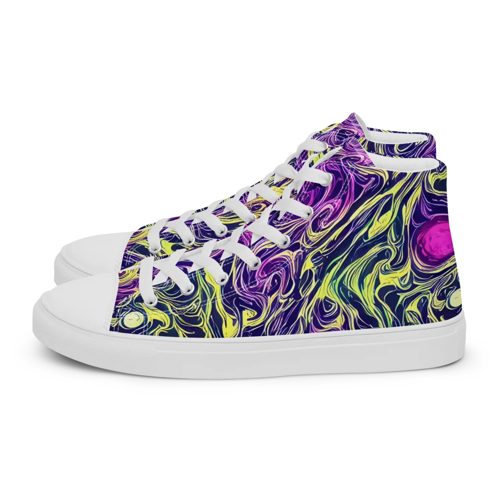 Vivid Drift on Women's High Top Canvas Shoes — Left