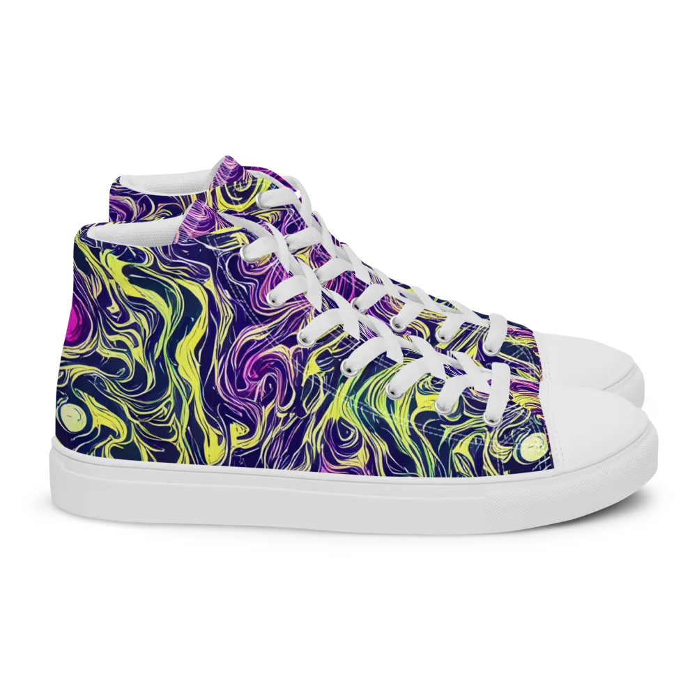 Vivid Drift on Women's High Top Canvas Shoes — Right