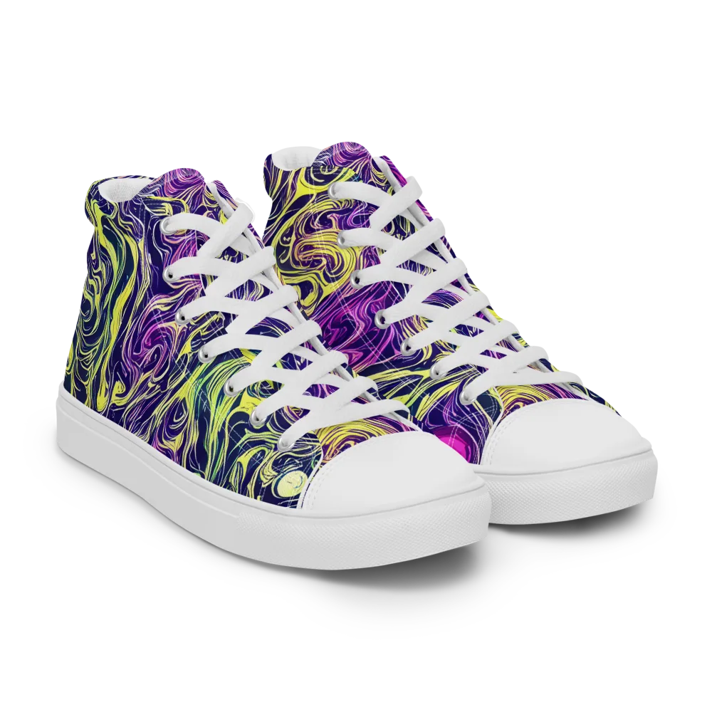 Vivid Drift on Women's High Top Canvas Shoes — Right Front