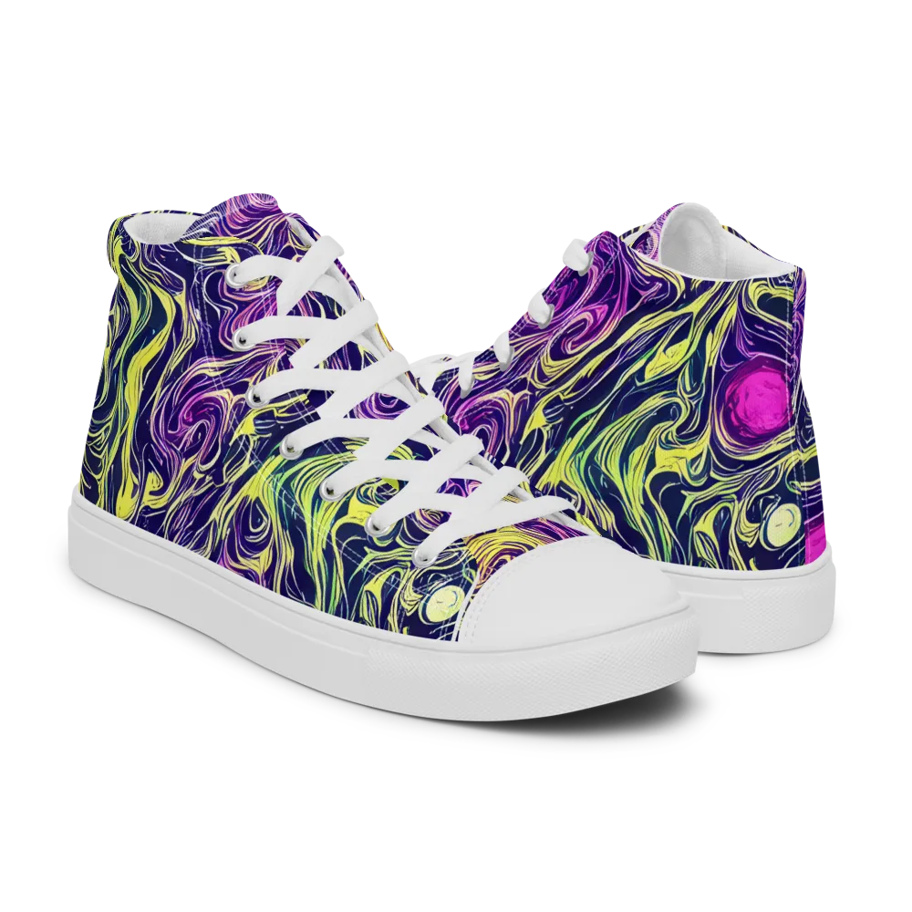 Vivid Drift on Women's High Top Canvas Shoes — Right