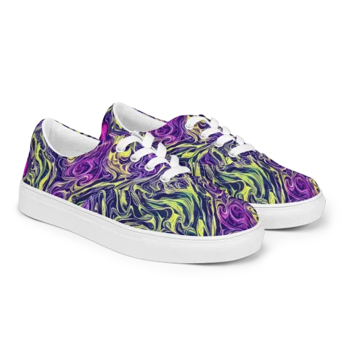Vivid Drift on a Men's Lace-Up Canvas Shoes