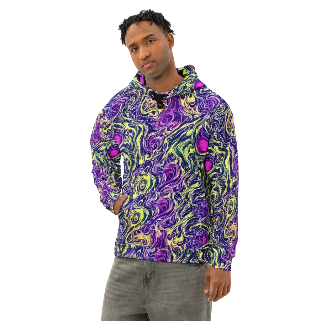 Vivid Drift on Cotton Hoodie — Left Front