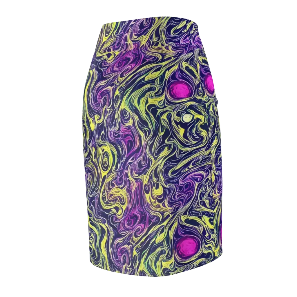Vivid Drift on Pencil Skirt — Back Side