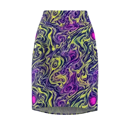 Vivid Drift on a Pencil Skirt