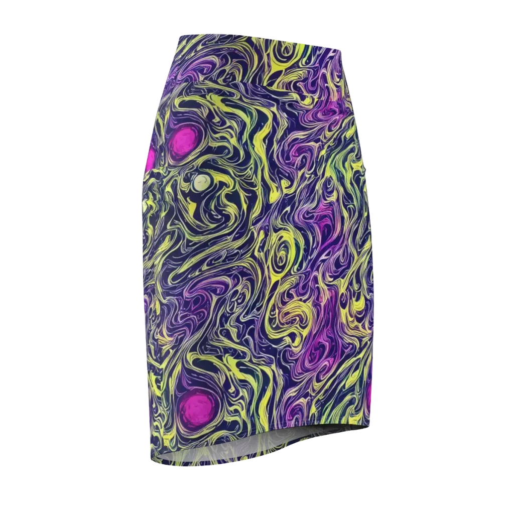 Vivid Drift on Pencil Skirt — Front Side