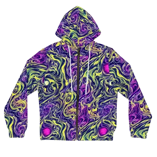 Vivid Drift on a Women's Full-Zip Hoodie