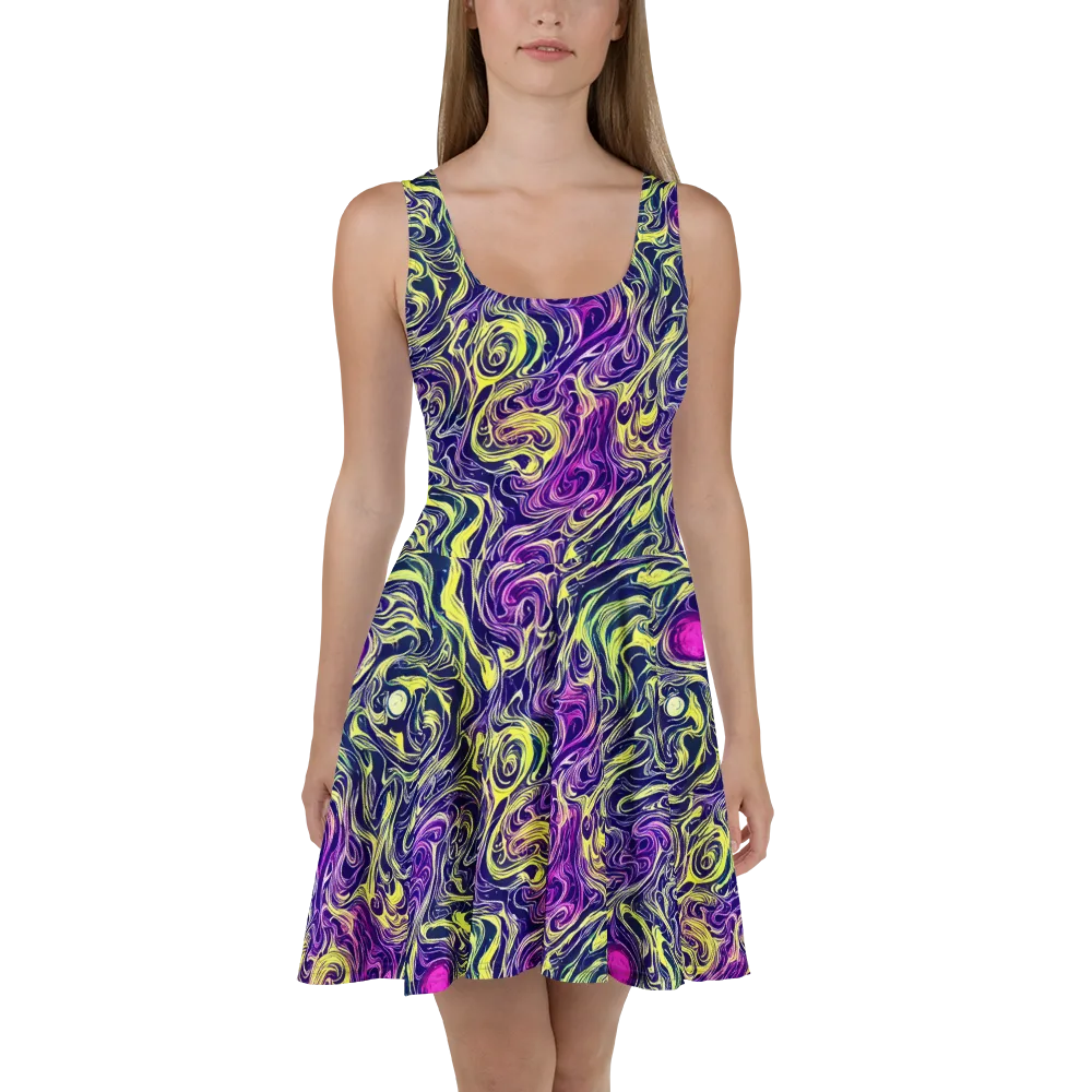 Vivid Drift on Skater Dress — Front
