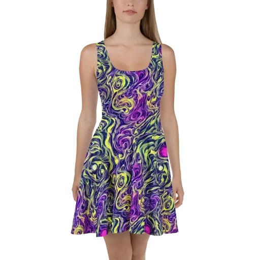 Vivid Drift on a Skater Dress