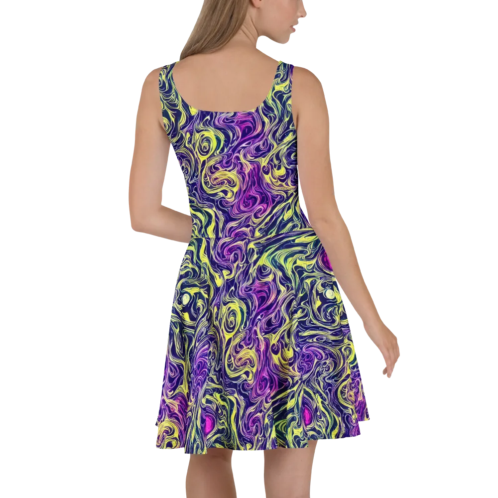 Vivid Drift on Skater Dress — Back