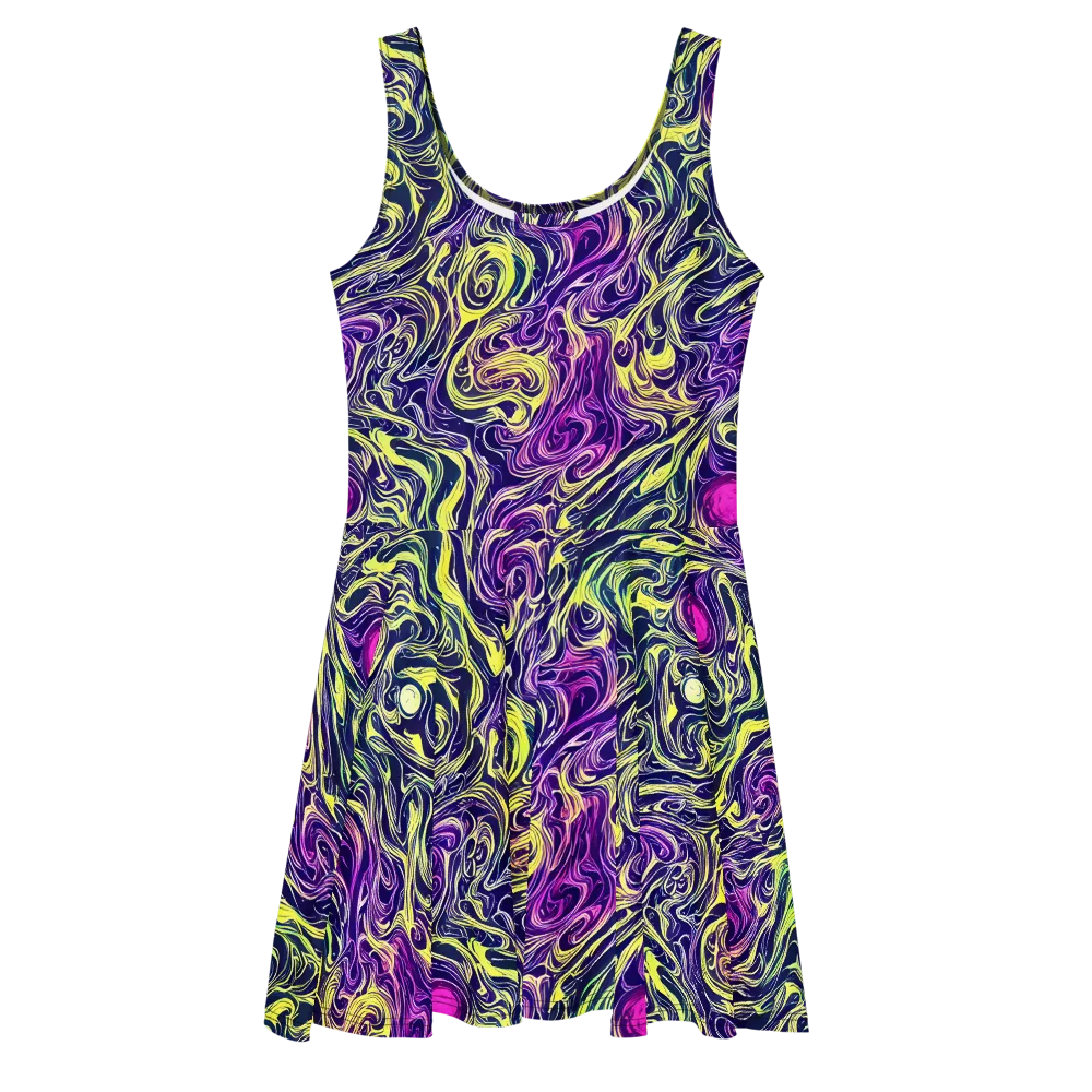Vivid Drift on Skater Dress — Front