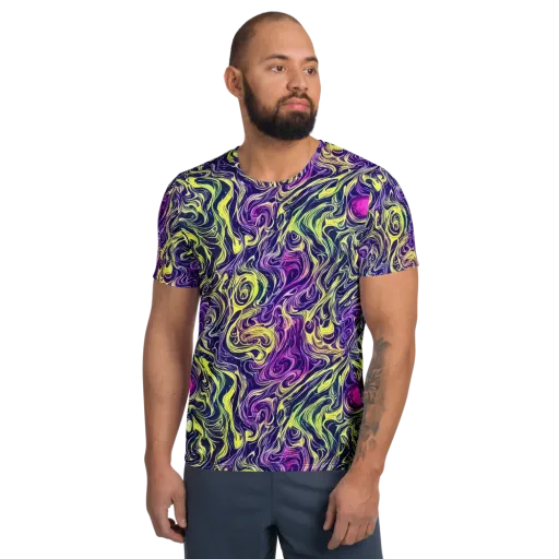 Vivid Drift on a Men's Athletic T-Shirt