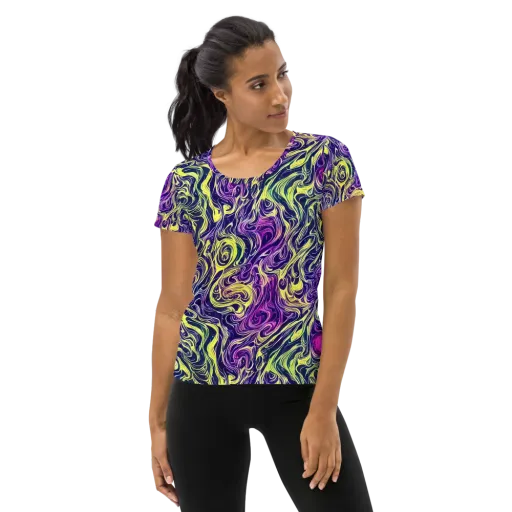 Vivid Drift on a Women's Athletic T-Shirt