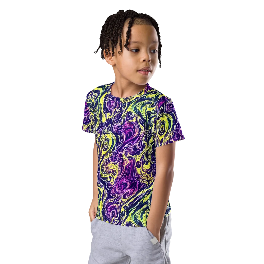 Vivid Drift on Kids Crew Neck T-Shirt — Left Front