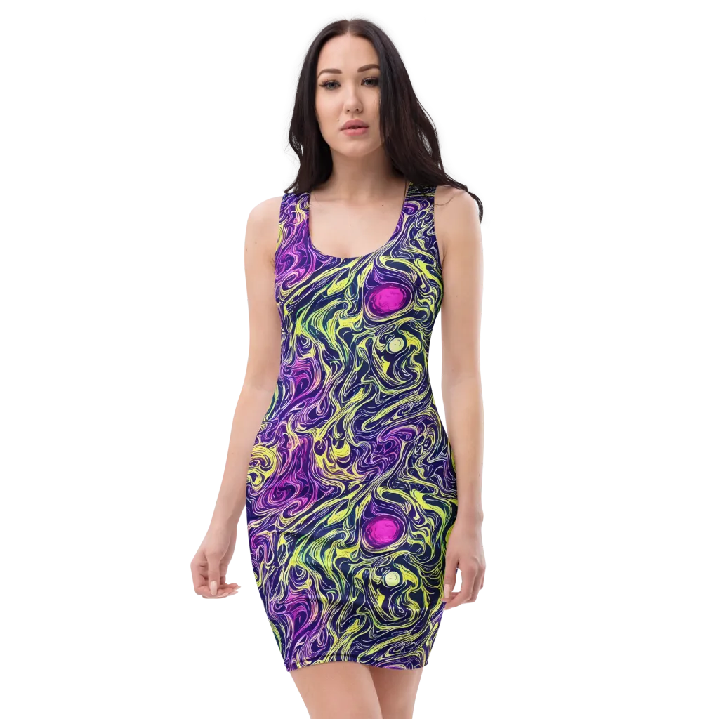 Vivid Drift on Bodycon Dress — Front
