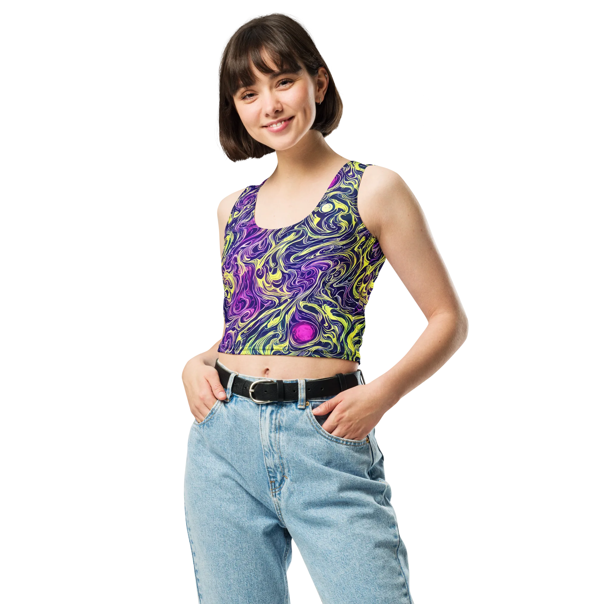 Vivid Drift on Crop Top — Front