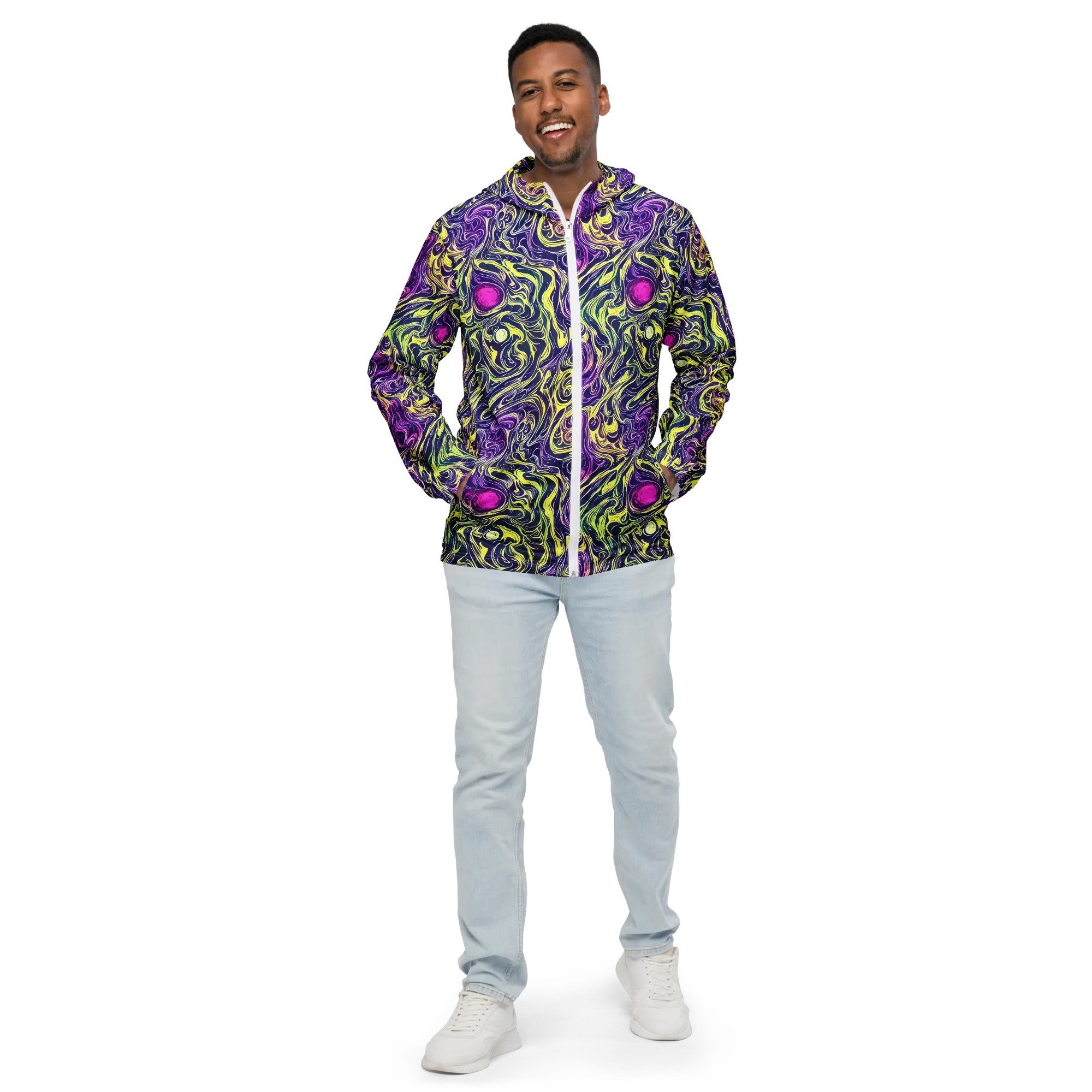 Vivid Drift on Men's Windbreaker — Front