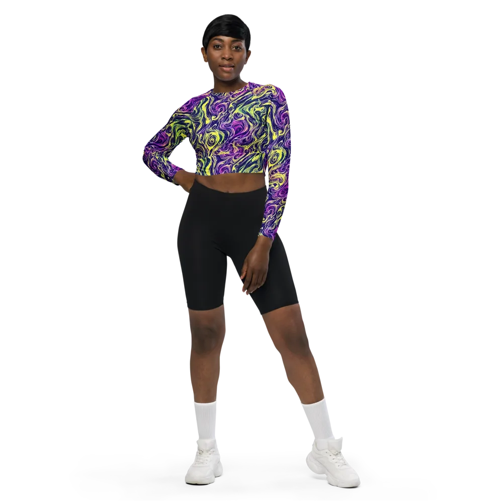 Vivid Drift on Long Sleeve Crop Top — Front