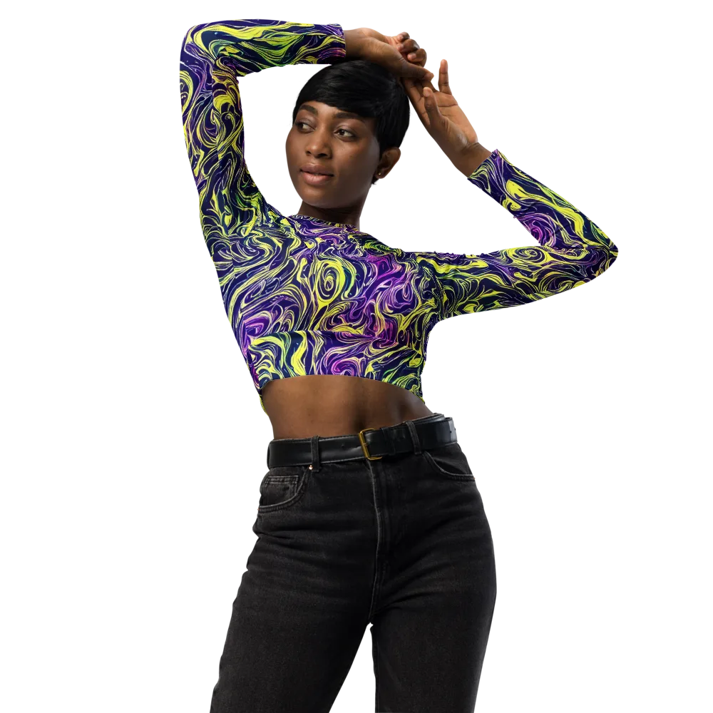 Vivid Drift on Long Sleeve Crop Top — Front