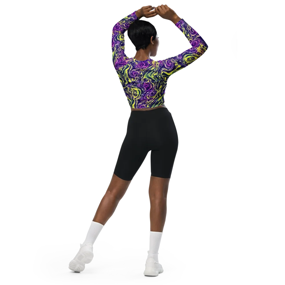Vivid Drift on Long Sleeve Crop Top — Back