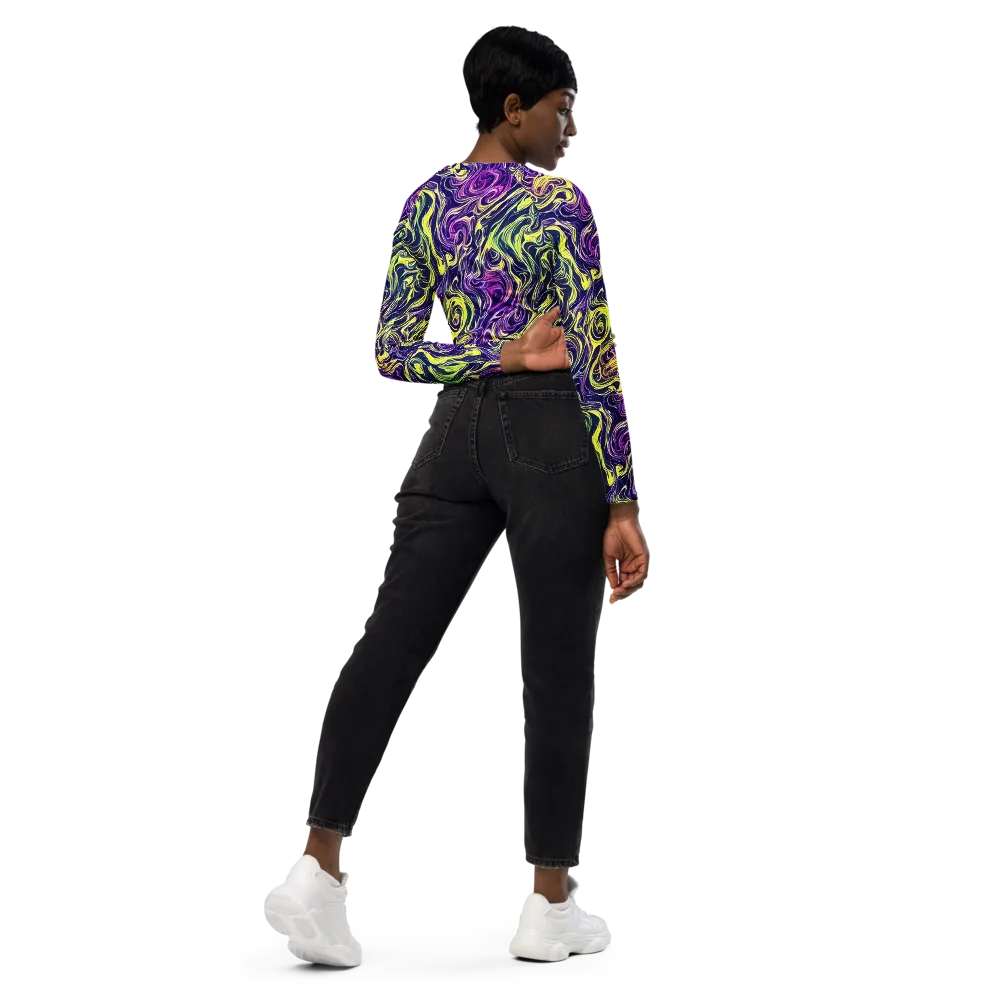 Vivid Drift on Long Sleeve Crop Top — Right Back