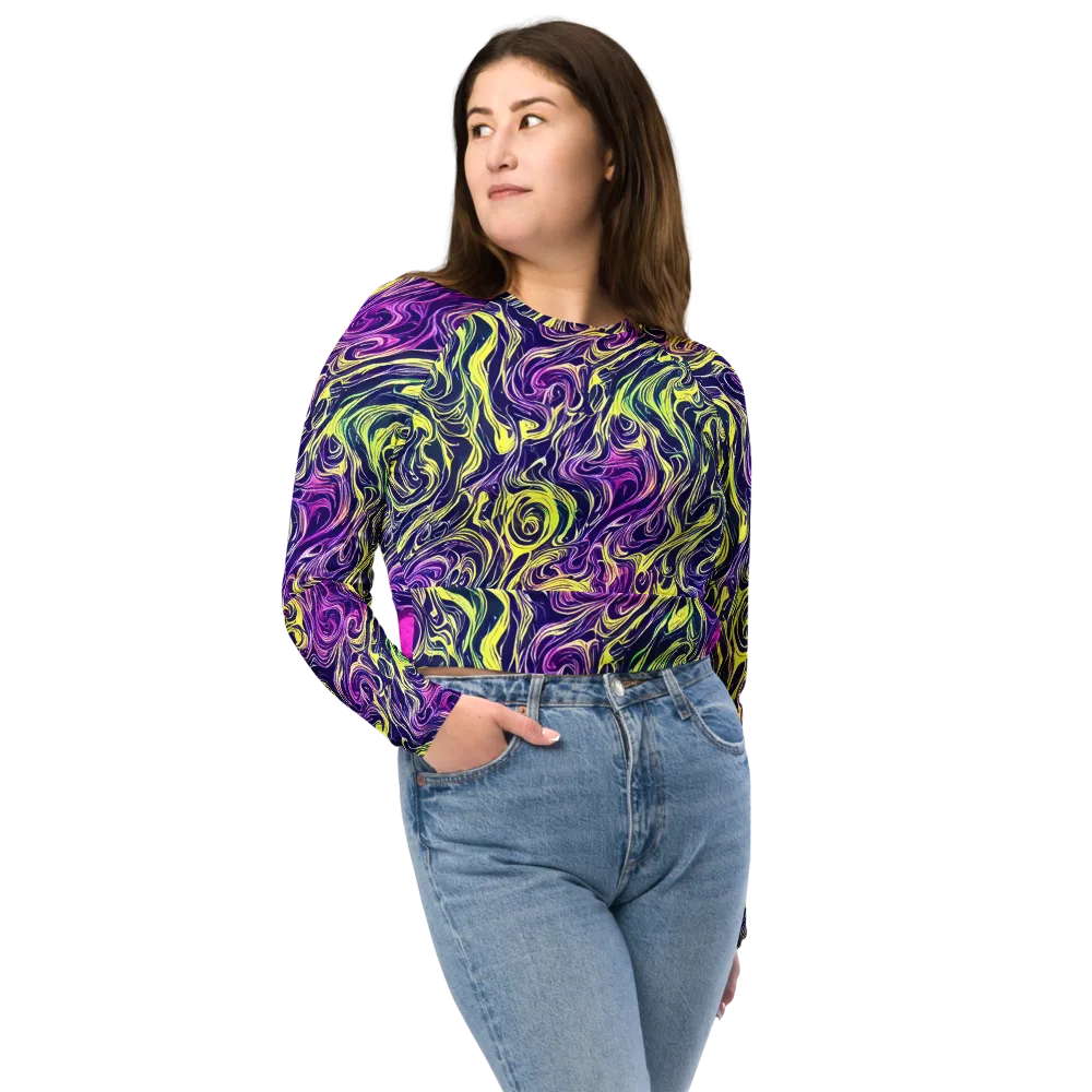 Vivid Drift on Long Sleeve Crop Top — Front