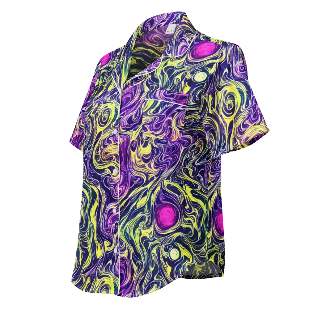 Vivid Drift on Women's Short Sleeve Pajama Top — Left Front