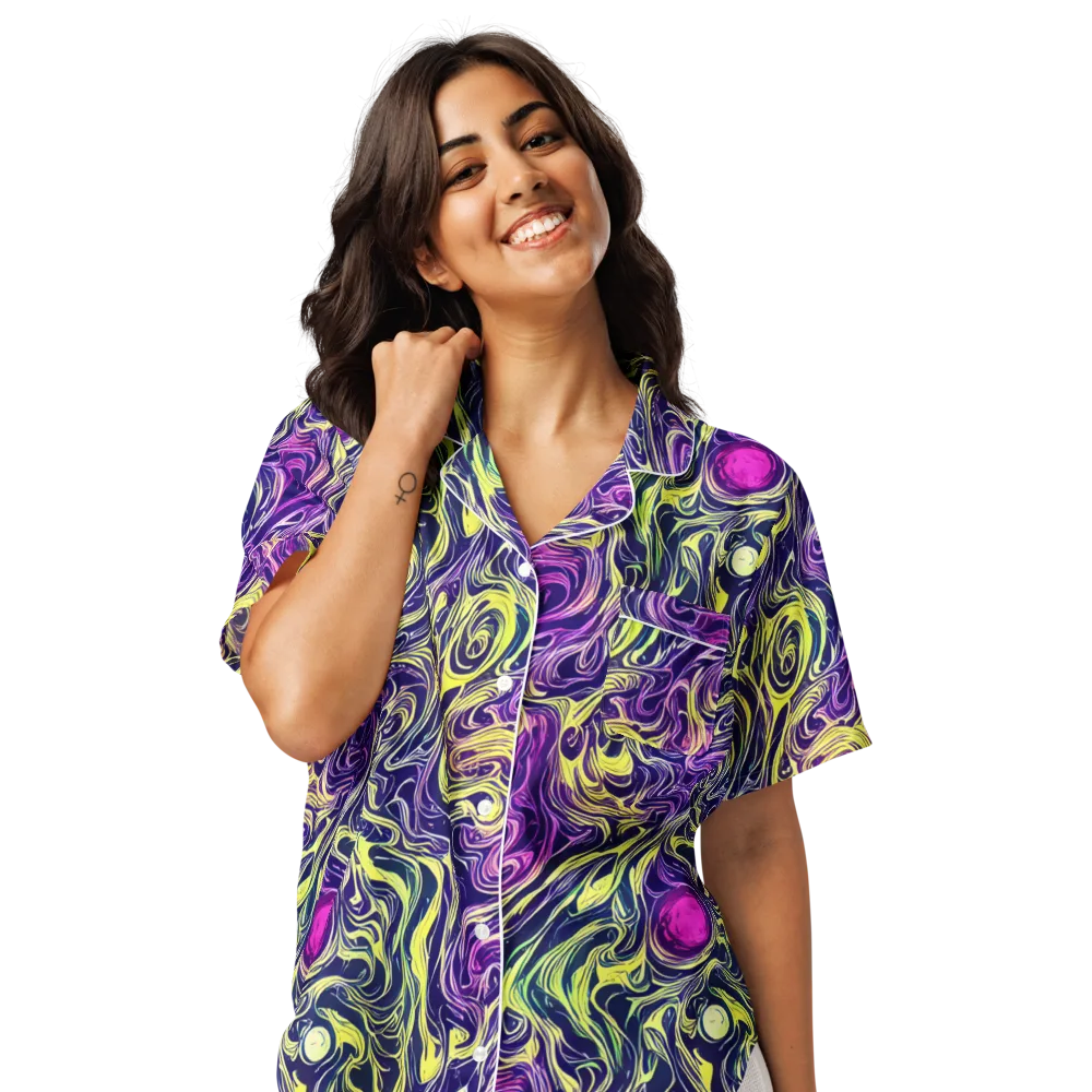 Vivid Drift on Women's Short Sleeve Pajama Top — Front