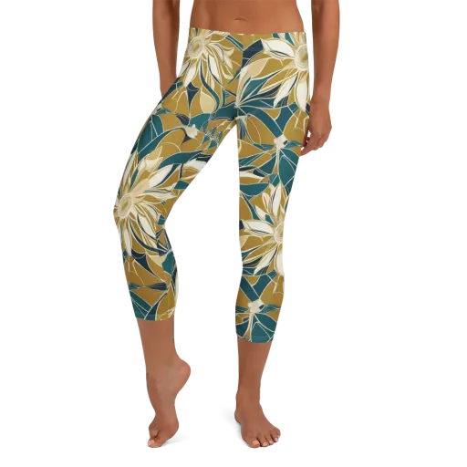 Ochre Bloom on a Capri Leggings