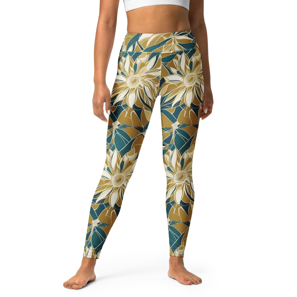 Ochre Bloom on Yoga Leggings — Front