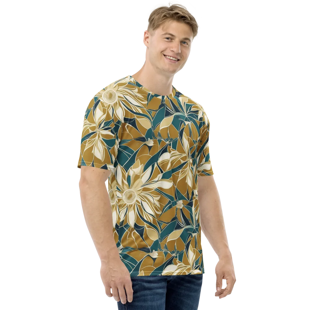Ochre Bloom on Men's Crew Neck T-Shirt — Right