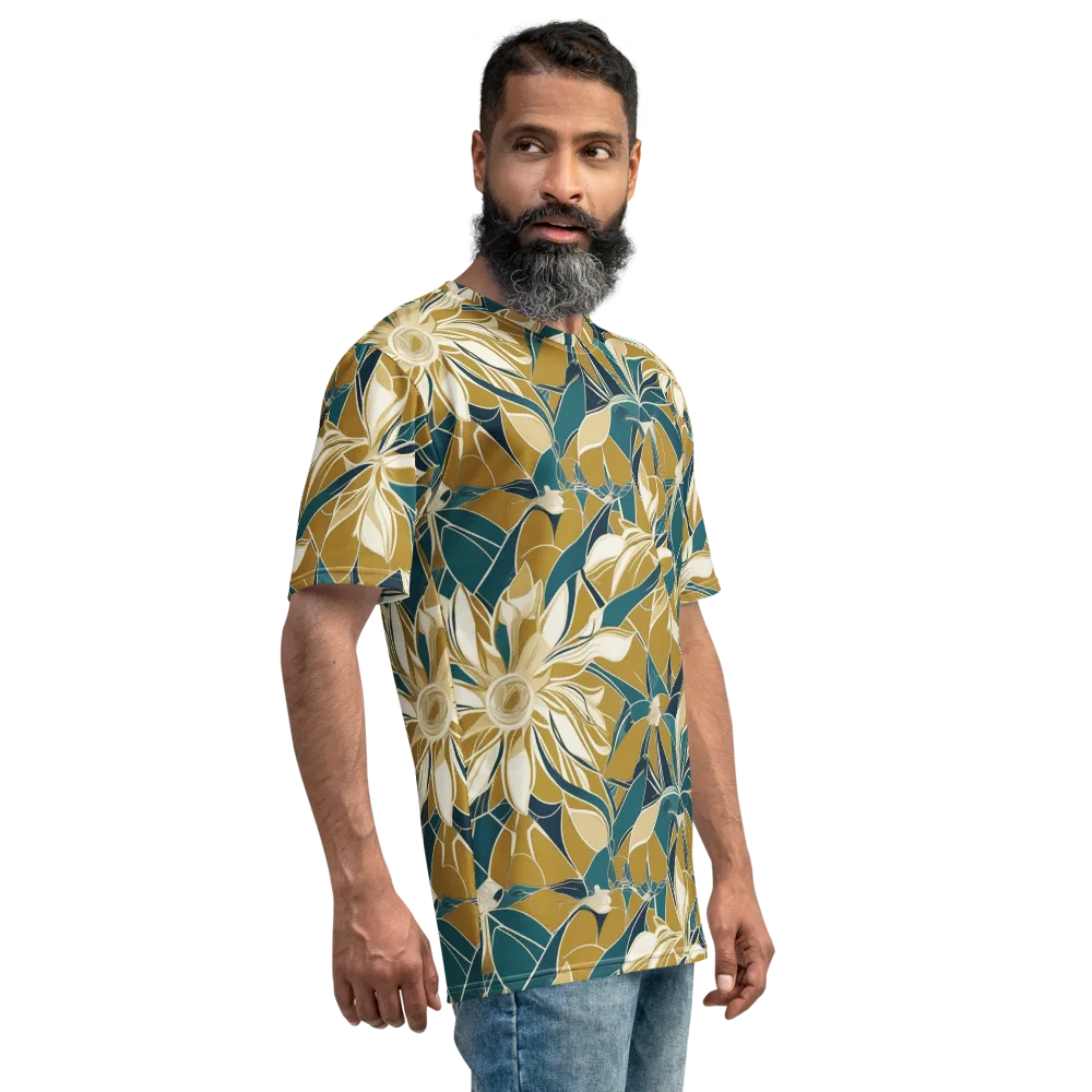 Ochre Bloom on Men's Crew Neck T-Shirt — Right