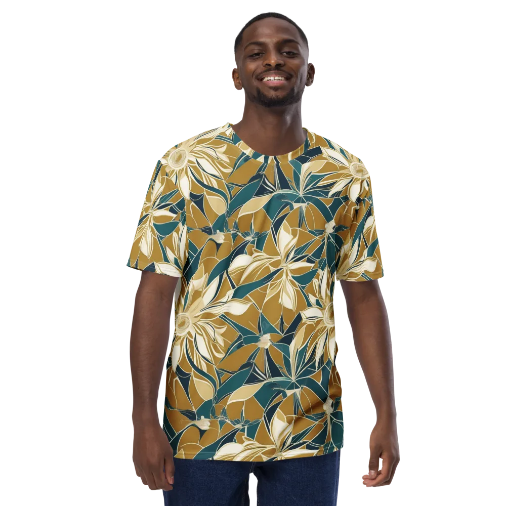 Ochre Bloom on Men's Crew Neck T-Shirt — Front