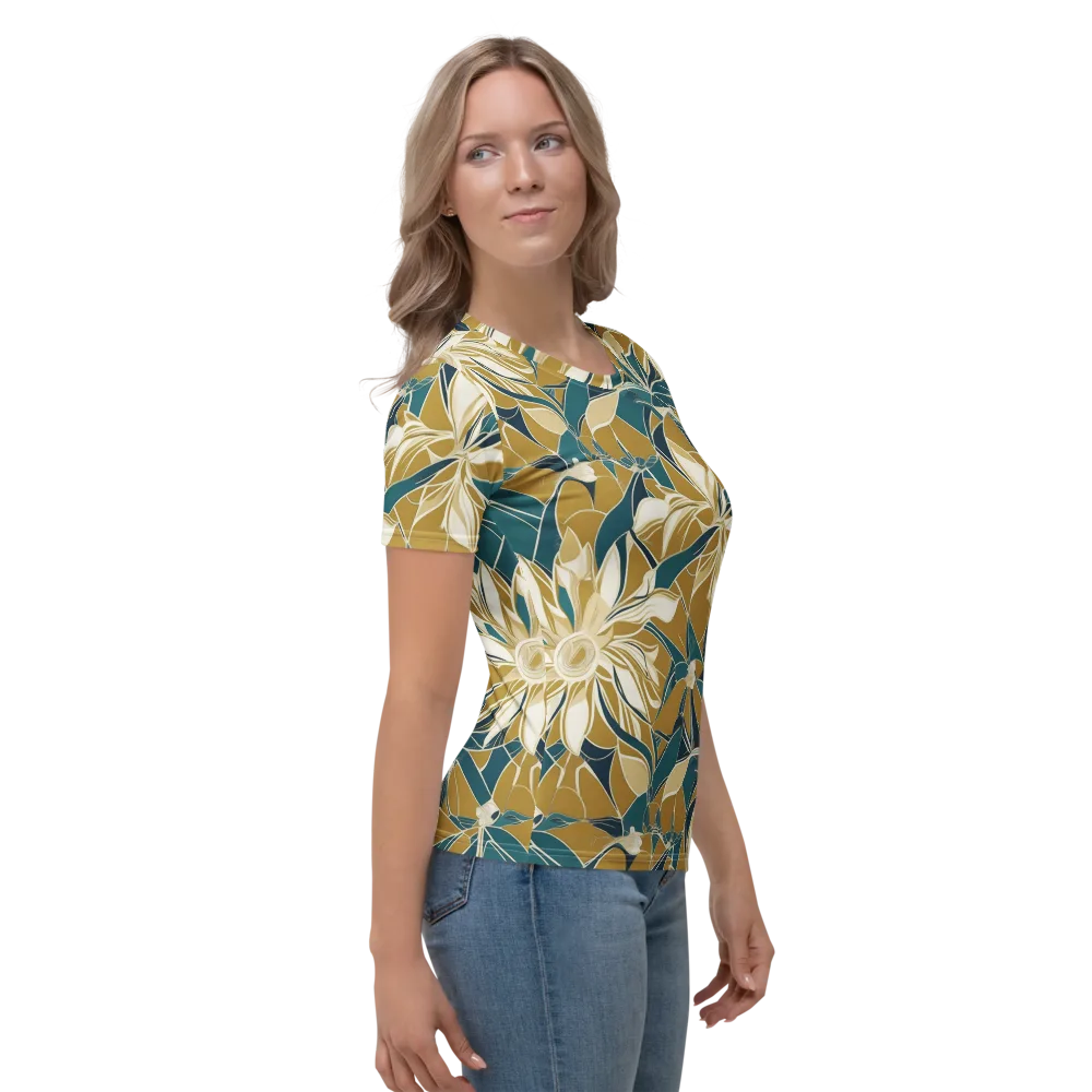Ochre Bloom on Women's Crew Neck T-Shirt — Right