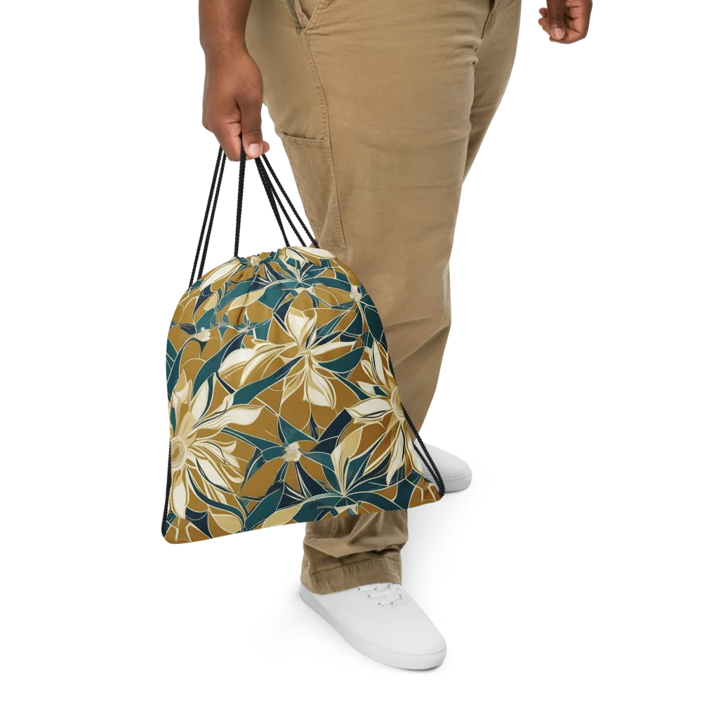 Ochre Bloom on Drawstring Bag — Front