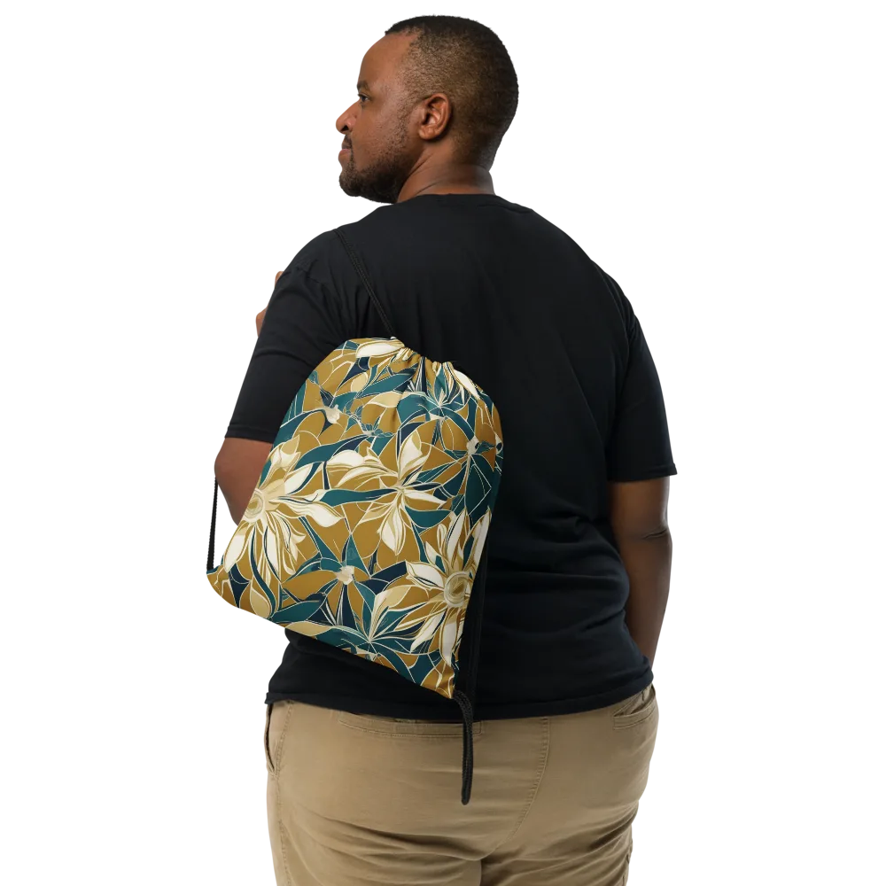 Ochre Bloom on Drawstring Bag — Front