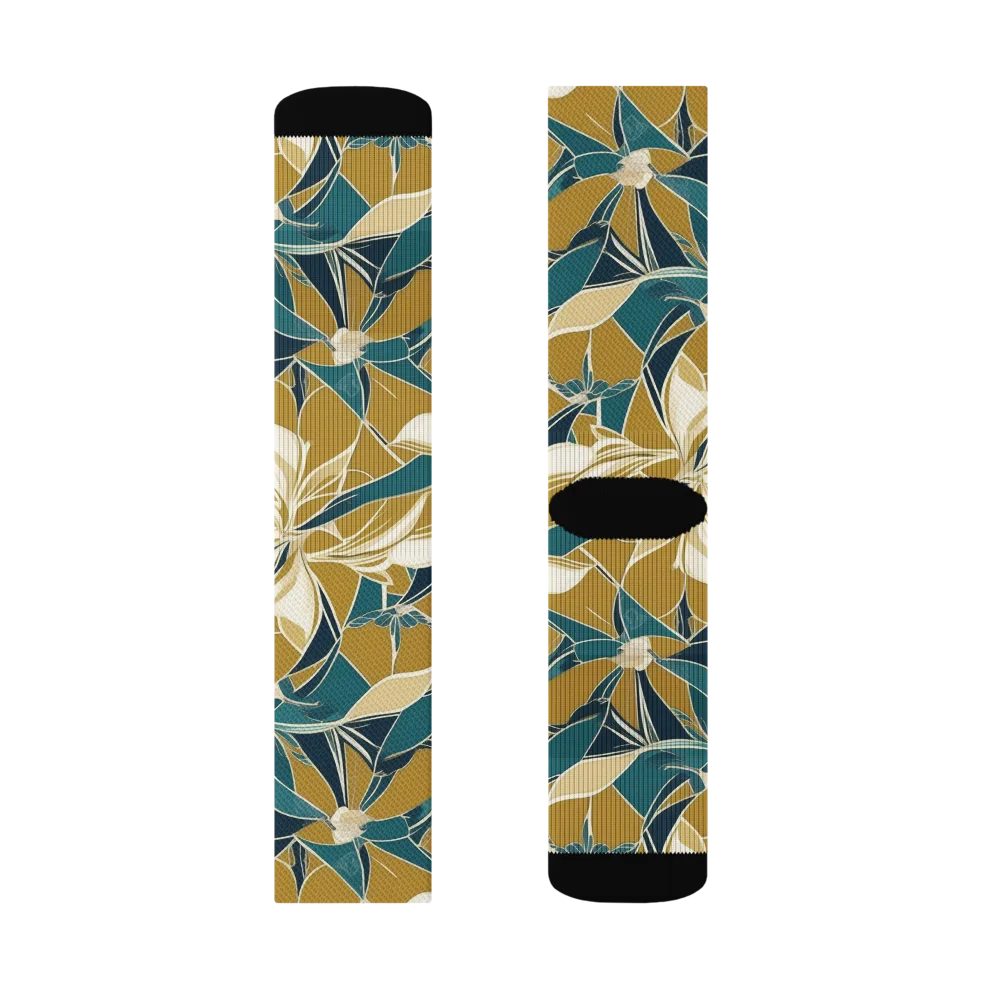 Ochre Bloom on Socks — Left Sock