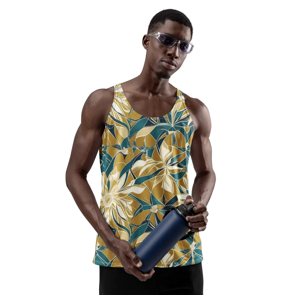Ochre Bloom on Men's Tank Top — Front