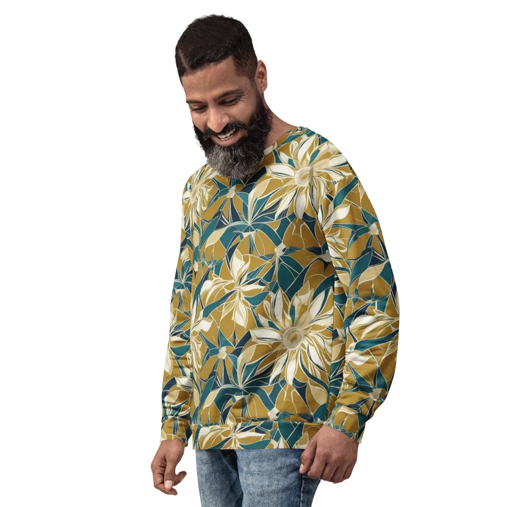Ochre Bloom on Sweatshirt — Left Front