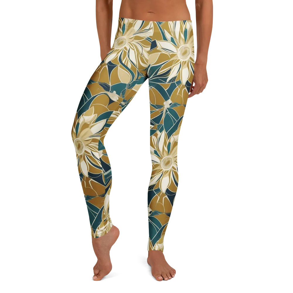 Ochre Bloom on Leggings — Front
