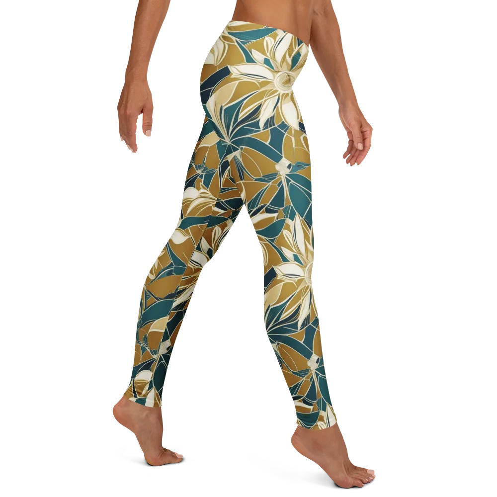 Ochre Bloom on Leggings — Right
