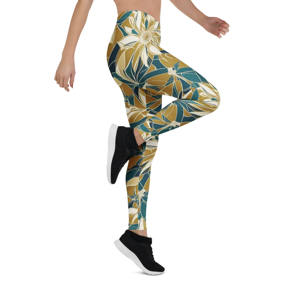 Ochre Bloom on Leggings — Right