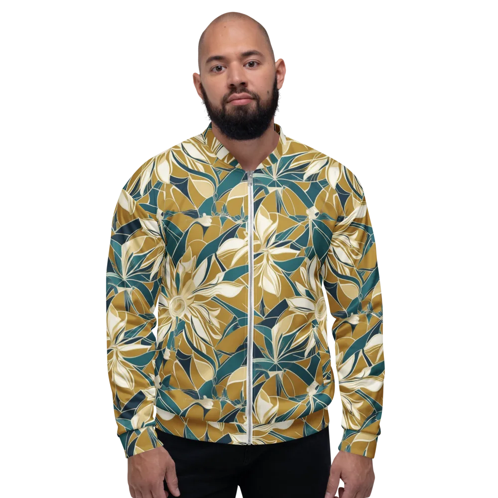 Ochre Bloom on Bomber Jacket — Front