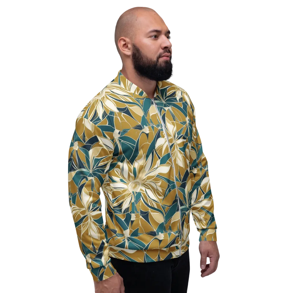 Ochre Bloom on Bomber Jacket — Right