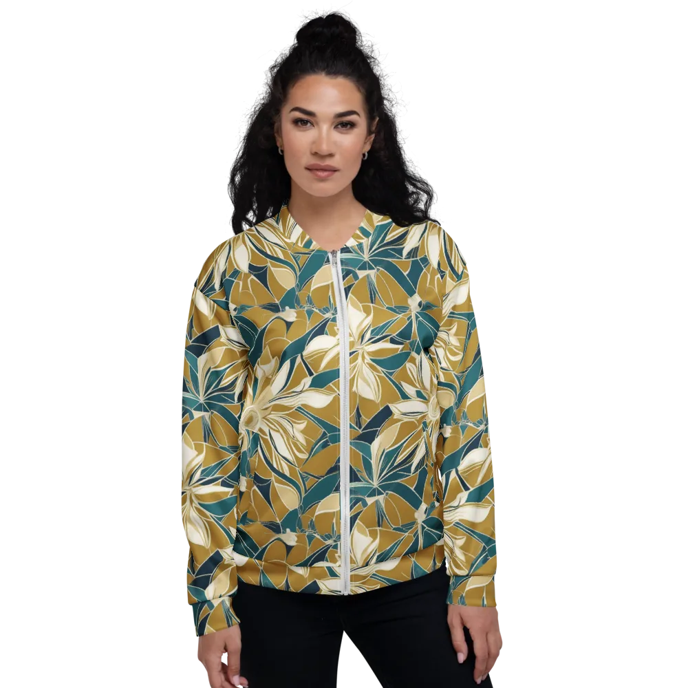 Ochre Bloom on Bomber Jacket — Front