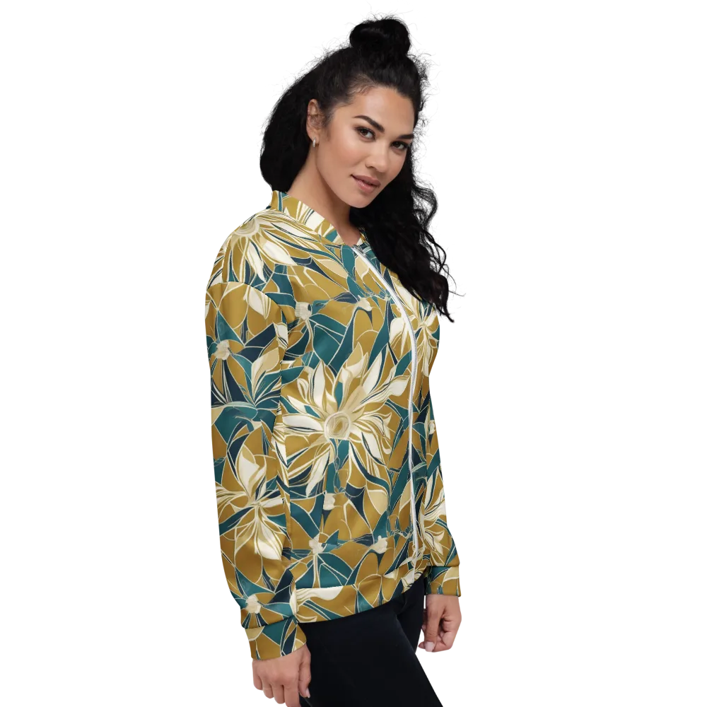Ochre Bloom on Bomber Jacket — Right